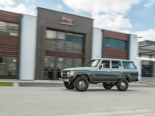 The FJ Company - 1988 Toyota Land Cruiser FJ62 G8J0088791 Blue - Silver - Outdoors - Rolling